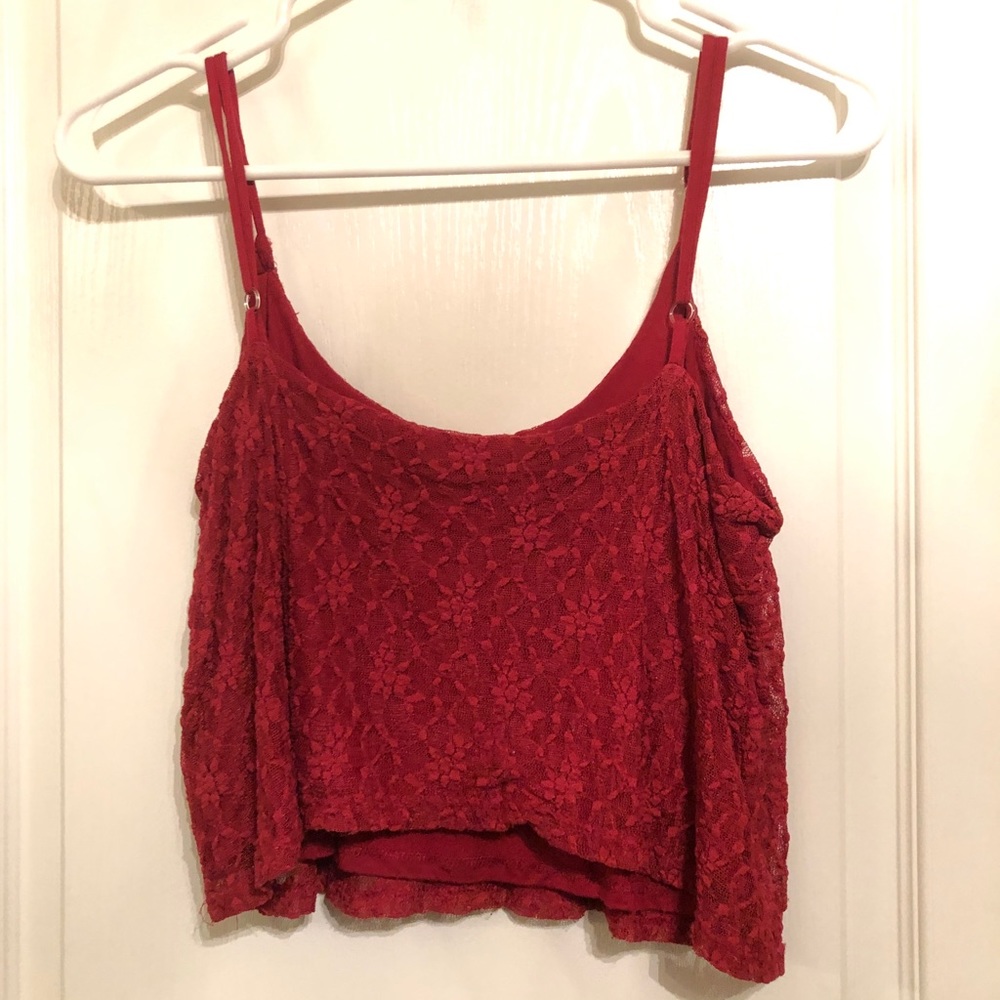 Tilt Red lace crop top